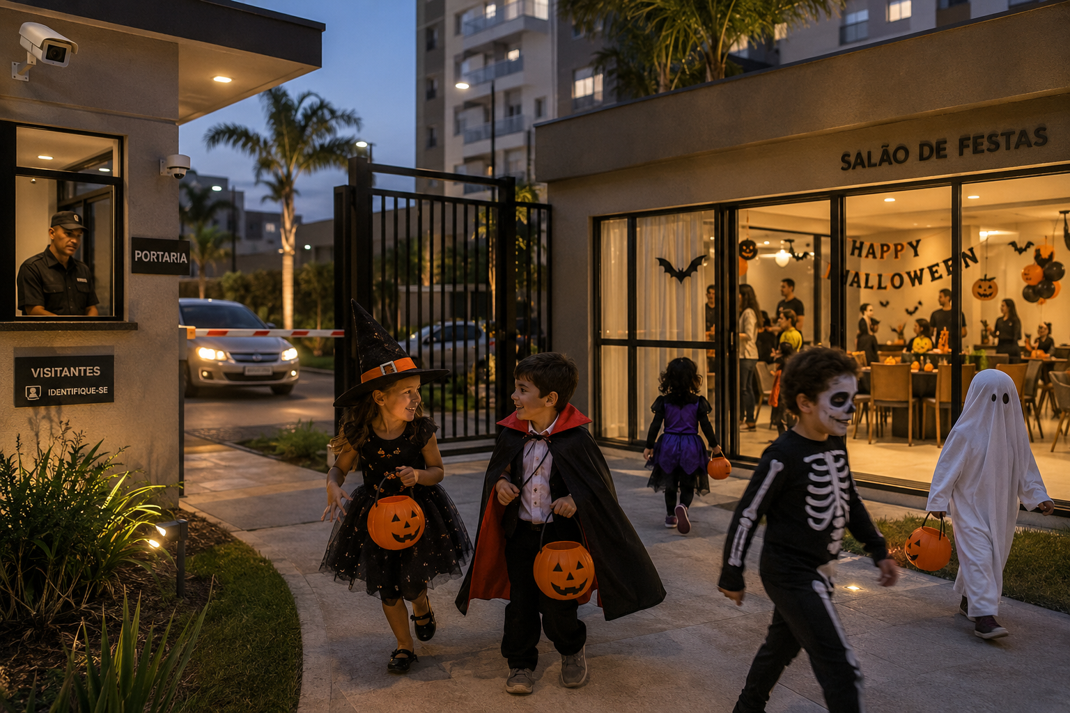 Equipe garantindo a segurança em condomínio em Uberlândia no Halloween